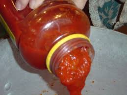 slob, humor, pouring sauce out of mason jar